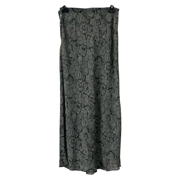 Limited Women's Lined Maxi Skirt Gray/Black Floral Side Buttons Flowy Size 10 - Picture 6 of 6